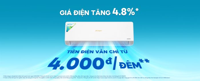 GIÁ ĐIỆN TĂNG GẦN 10% SAU 2 LẦN ĐIỀU CHỈNH TỪ 10/2024, TIỀN ĐIỆN SỬ DỤNG ĐIỀU HOÀ CASPER CHỈ TỪ 4.000Đ/ĐÊM*